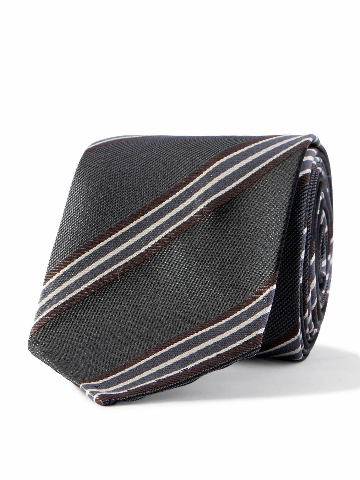 Lardini - 4cm Striped Silk-Gabardine Tie
