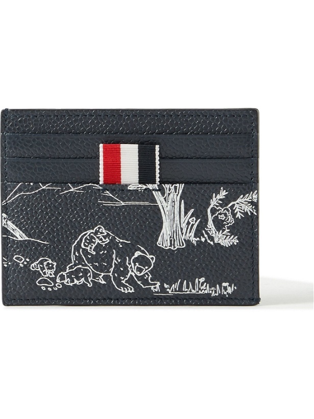 Photo: Thom Browne - Striped Grosgrain-Trimmed Printed Pebble-Grain Leather Cardholder