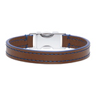 Marni Brown and Navy Leather Topstitching Bracelet