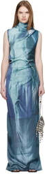 Jean Paul Gaultier Blue 'The Long Draped Water' Maxi Dress