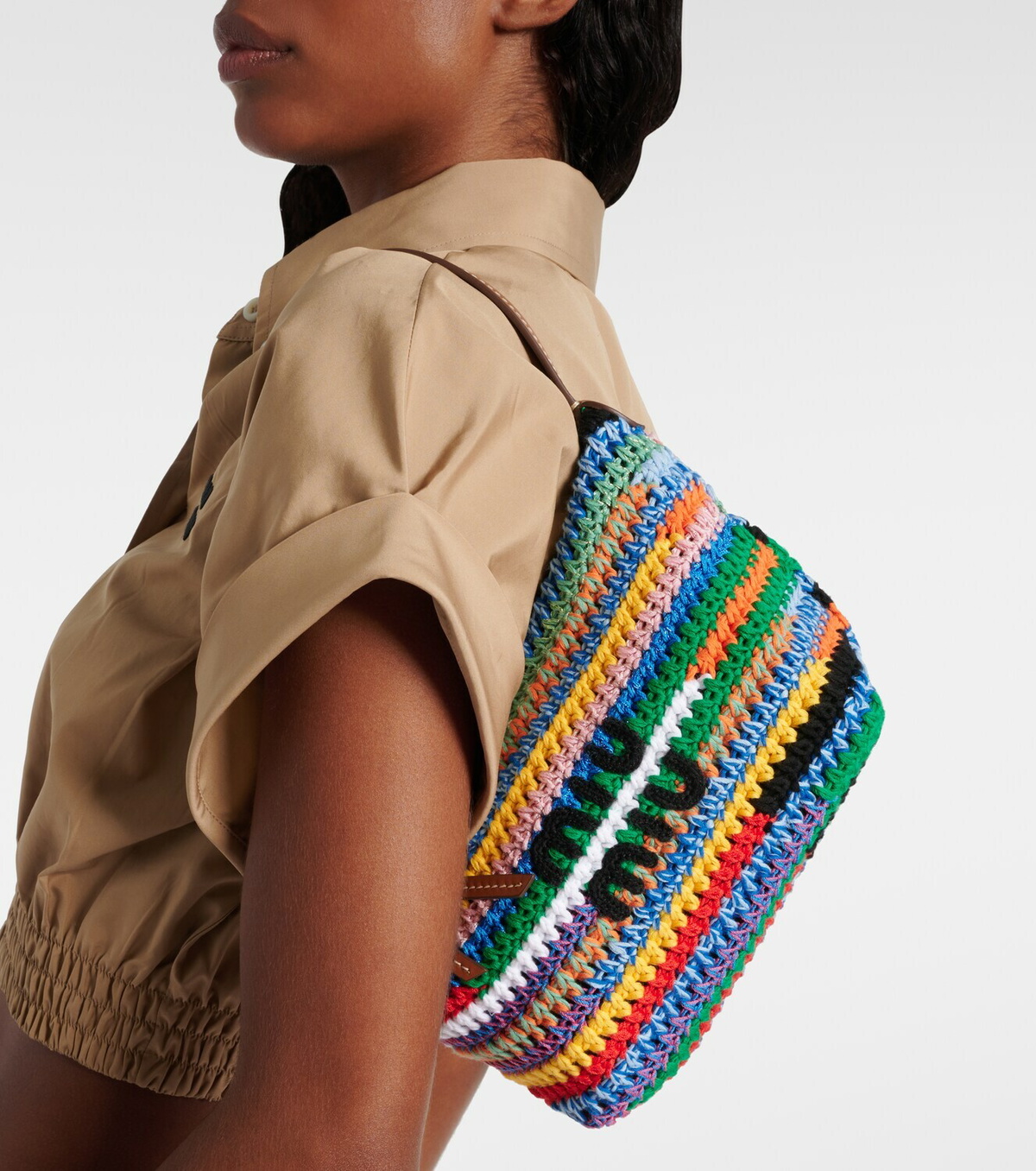Miu Miu Logo crochet shoulder bag