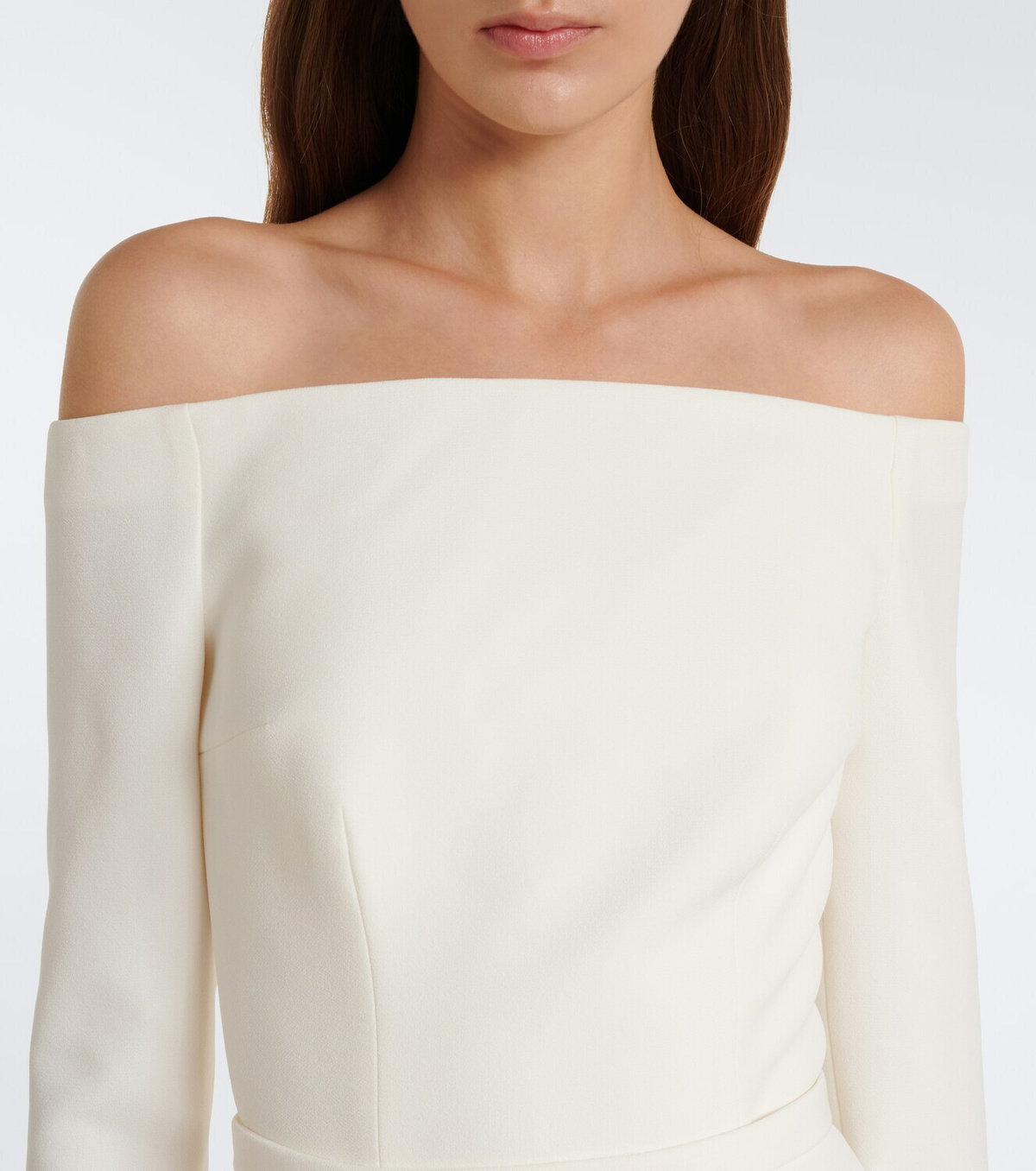 Safiyaa Bridal Amadora off-shoulder crêpe gown