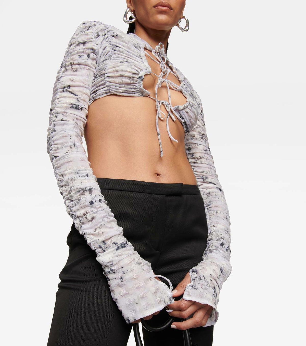 Roberta Einer Tie-front printed cropped cardigan