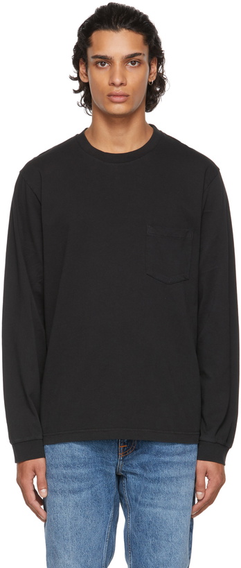 Photo: Nudie Jeans Black Heavy Pocket Rudi Long Sleeve T-Shirt