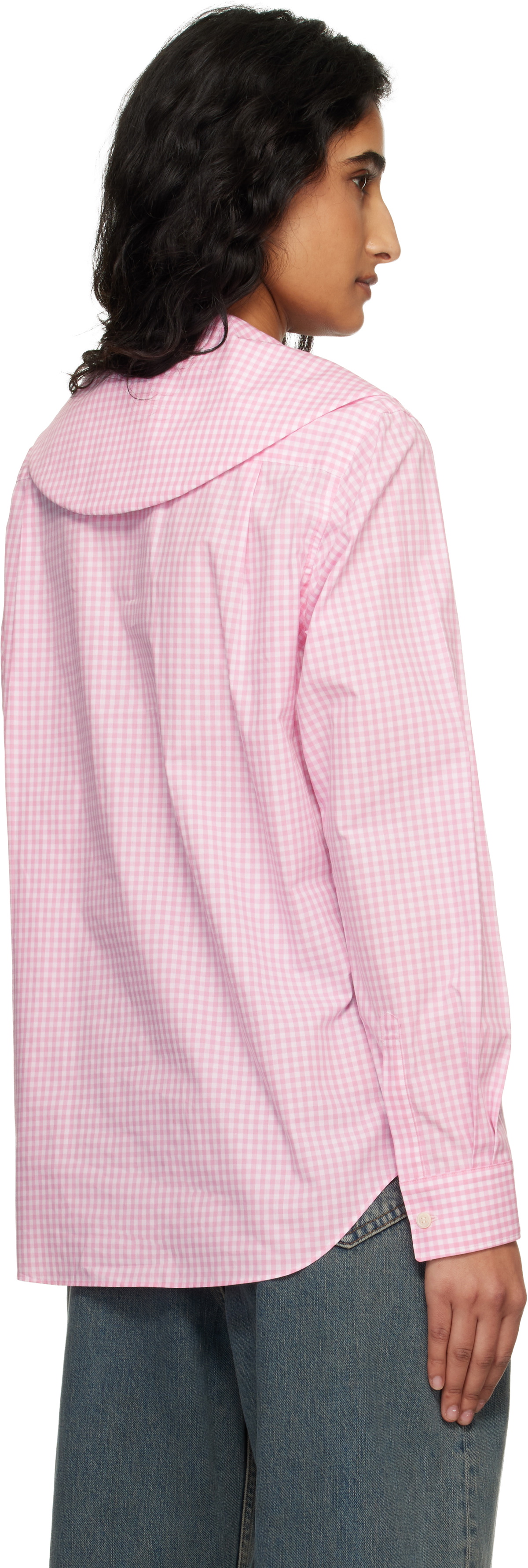 Comme des Garçons Girl Pink & White Cotton Poplin Gingham Check Shirt