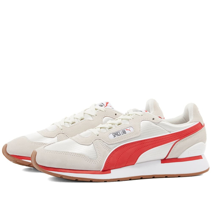 Photo: Puma Men's Space Lab Sneakers in Vaporous Grey/Red/White