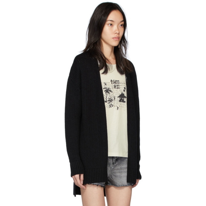 Saint Laurent Black Chain Trim Long College Cardigan