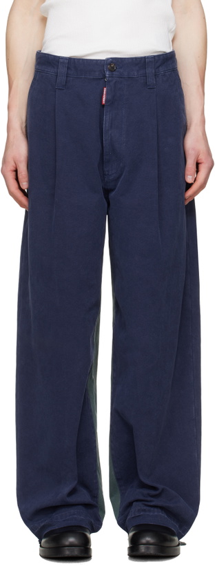 Photo: Dsquared2 Blue Re-Worked Colorblock Easy Zoot Trousers