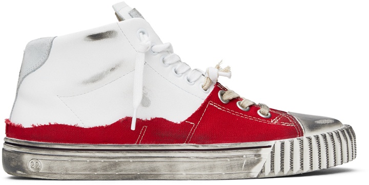 Photo: Maison Margiela Red & White New Evolution High-Top Sneakers