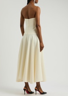 Roland Mouret Strapless Crepe Midi Dress Cream
