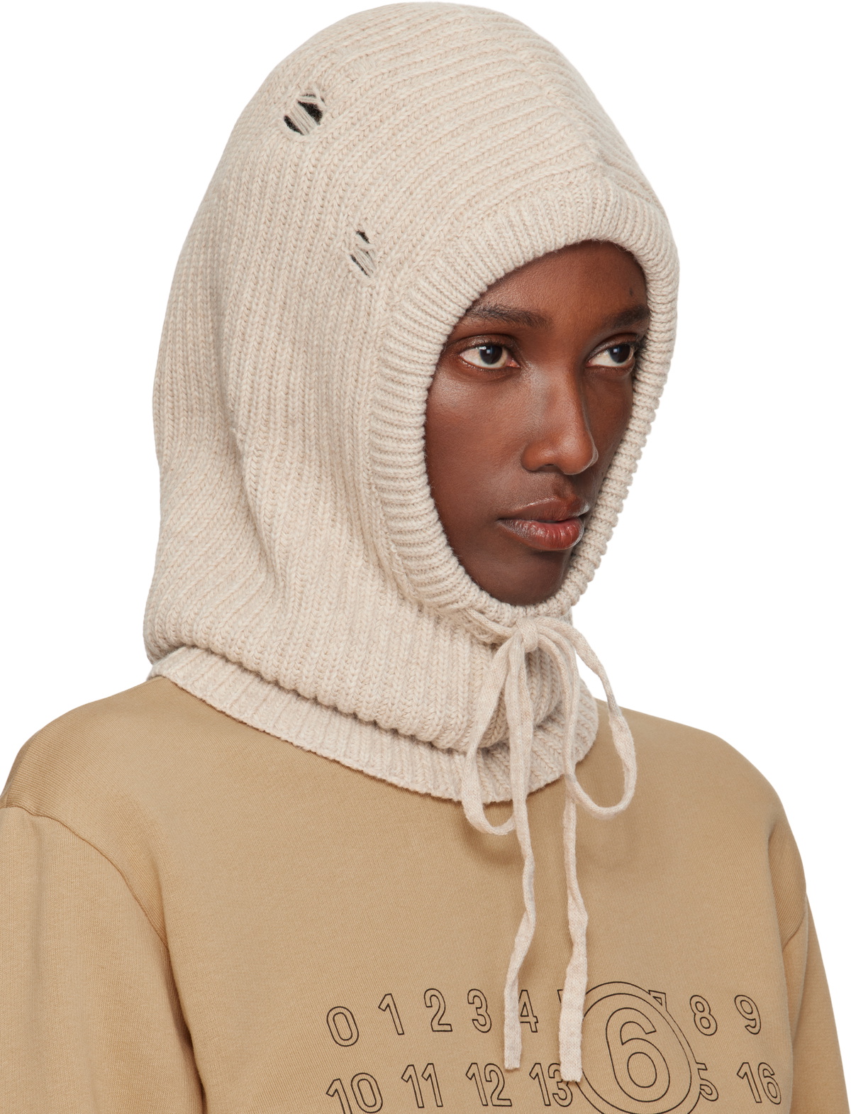 MM6 Maison Margiela Beige Wool Hood