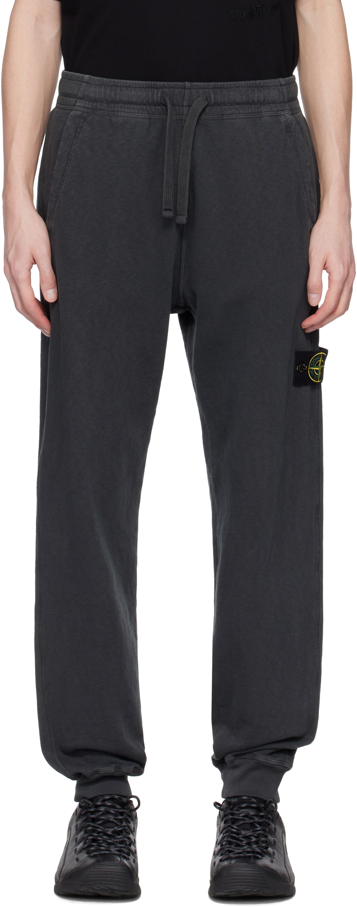 Stone Island Gray Malfilé Fleece Old Effect Sweatpants Stone Island