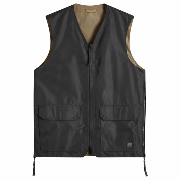 Photo: Taion Men's Military Reversible V-Neck Vest in Black