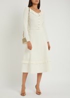Needle & Thread Pointelle Stretch-knit Midi Skirt Cream
