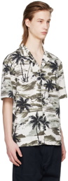 Moncler Off-White & Khaki Printed Shirt