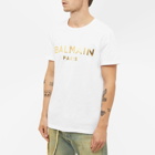 Balmain Men's Foil Paris Logo T-Shirt in White/Gold