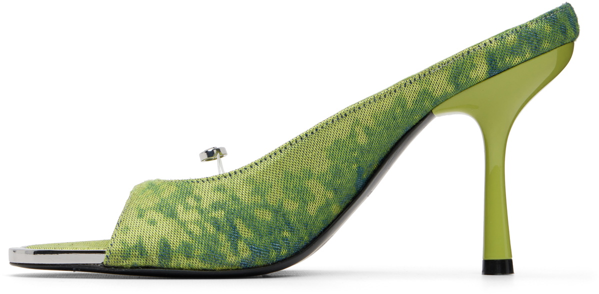 Diesel Green D-Diam's-High Denim Mule Heeled Sandals