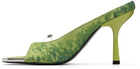 Diesel Green D-Diam's-High Denim Mule Heeled Sandals