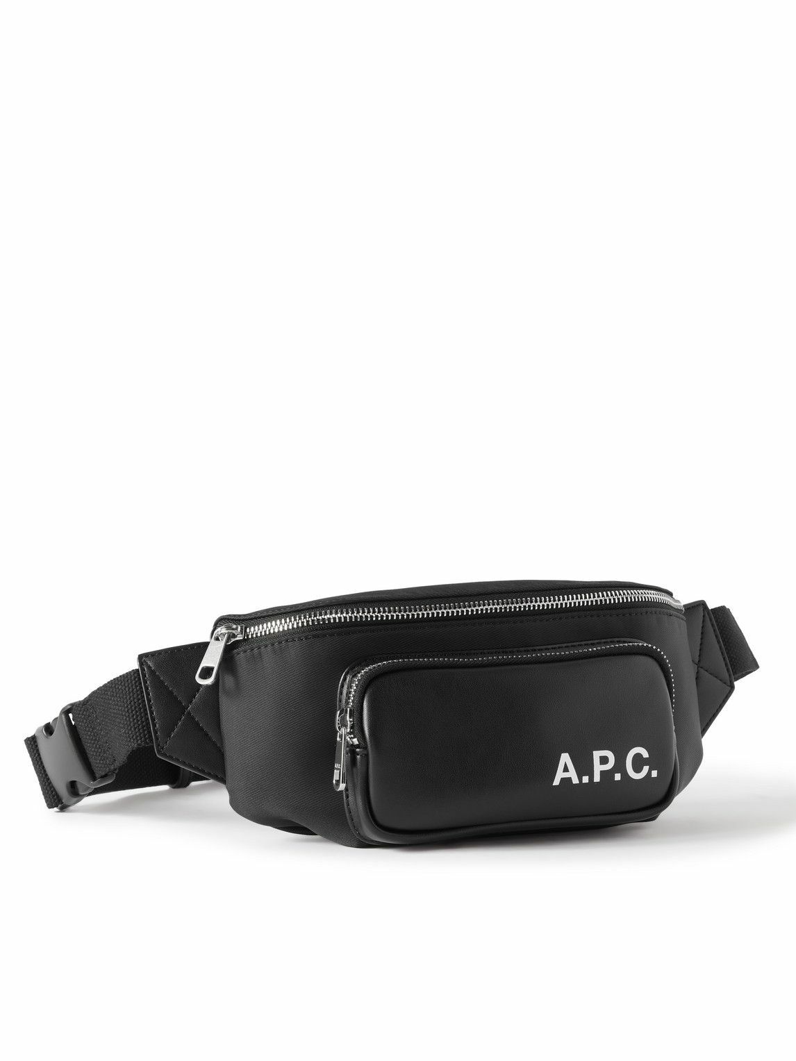 Photo: A.P.C. - Logo-Print Leather-Trimmed Shell Belt Bag