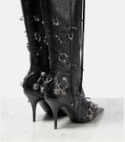 Balenciaga Cagole embellished leather knee-high boots