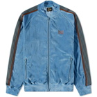 Needles Men's Velour Track Jacket in Blue Grey