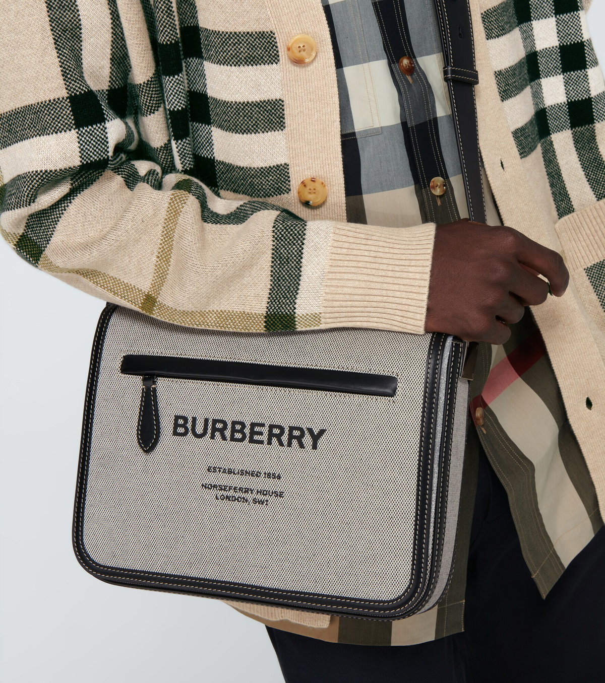 BURBERRY Checked Shell Messenger Bag for Men