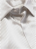 SAINT LAURENT - Grosgrain-Trimmed Striped Silk-Satin Shirt - Neutrals