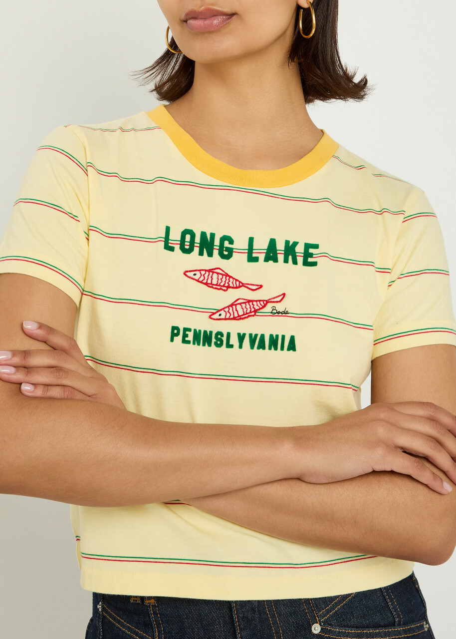 Bode Summertime Striped Cotton T-shirt Yellow