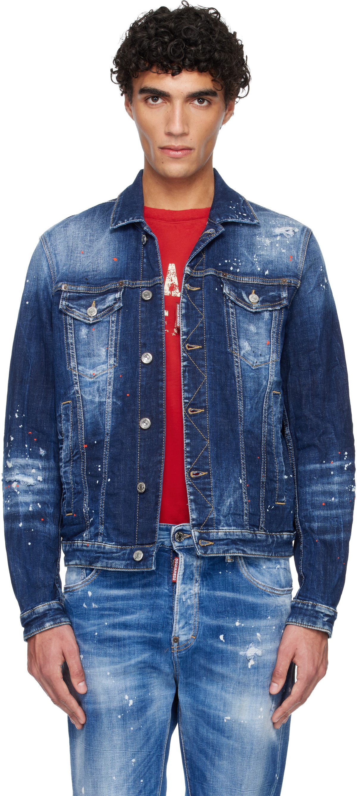 Dsquared2 Navy Medium Easy Wash Dan Denim Jacket