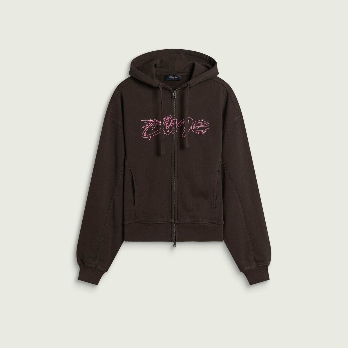 Dime Women's Distressed Terry Zip Hoodie in Brown