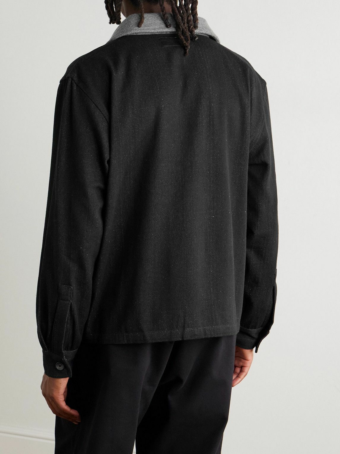 Kartik Research - Embroidered Felt-Trimmed Denim Jacket - Black