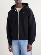 Noah - Logo-Embroidered Cotton-Jersey Zip-Up Hoodie - Black