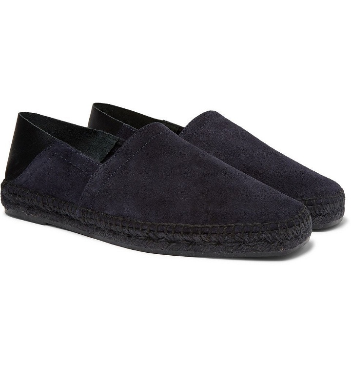 Photo: TOM FORD - Barnes Collapsible-Heel Suede and Leather Espadrilles - Midnight blue