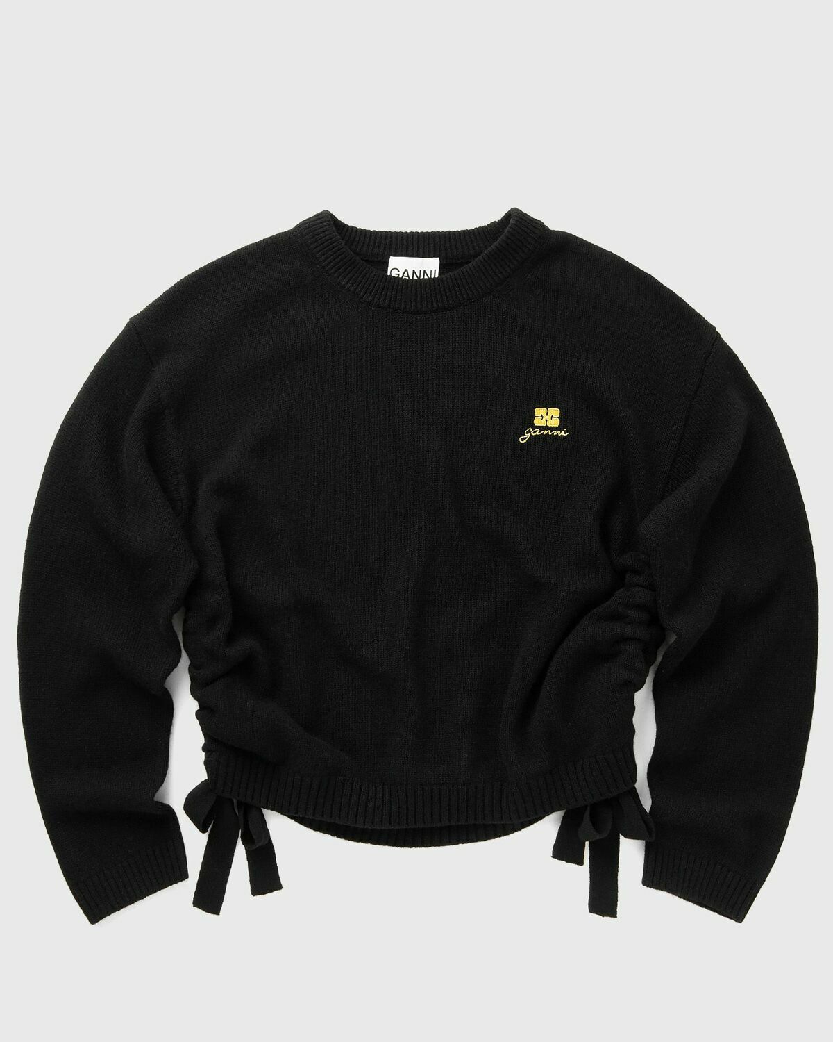 Ganni Future Wool Knit Crewneck Black Womens Pullover