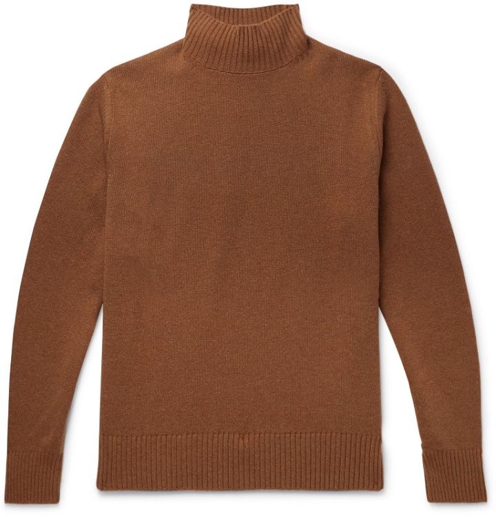 Photo: Thom Sweeney - Wool and Cashmere-Blend Mock-Neck Sweater - Brown