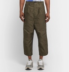 Comme des Garçons HOMME - Cropped Colour-Block Cotton-Twill and Ponte Trousers - Green