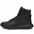 Alexander McQueen Men's Court Mid Nappa Leather Sneakers in Black/Black