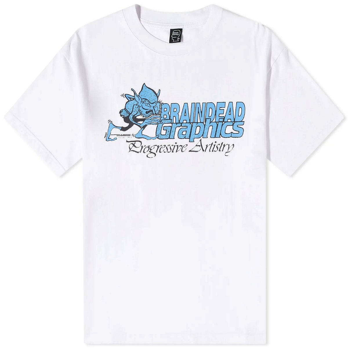 Brain Dead Check Burnout T-shirt in Light Blue