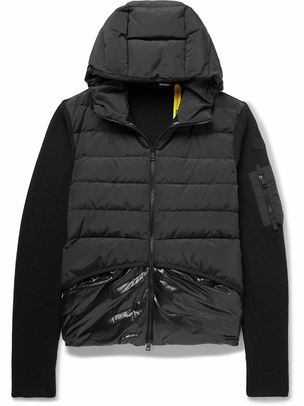 Photo: Moncler Genius - 2 Moncler 1952 Ribbed Wool and Quilted Shell Down Hooded Jacket - Black