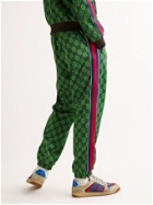 GUCCI - Webbing-Trimmed Monogrammed Tech-Jersey Track Pants - Green