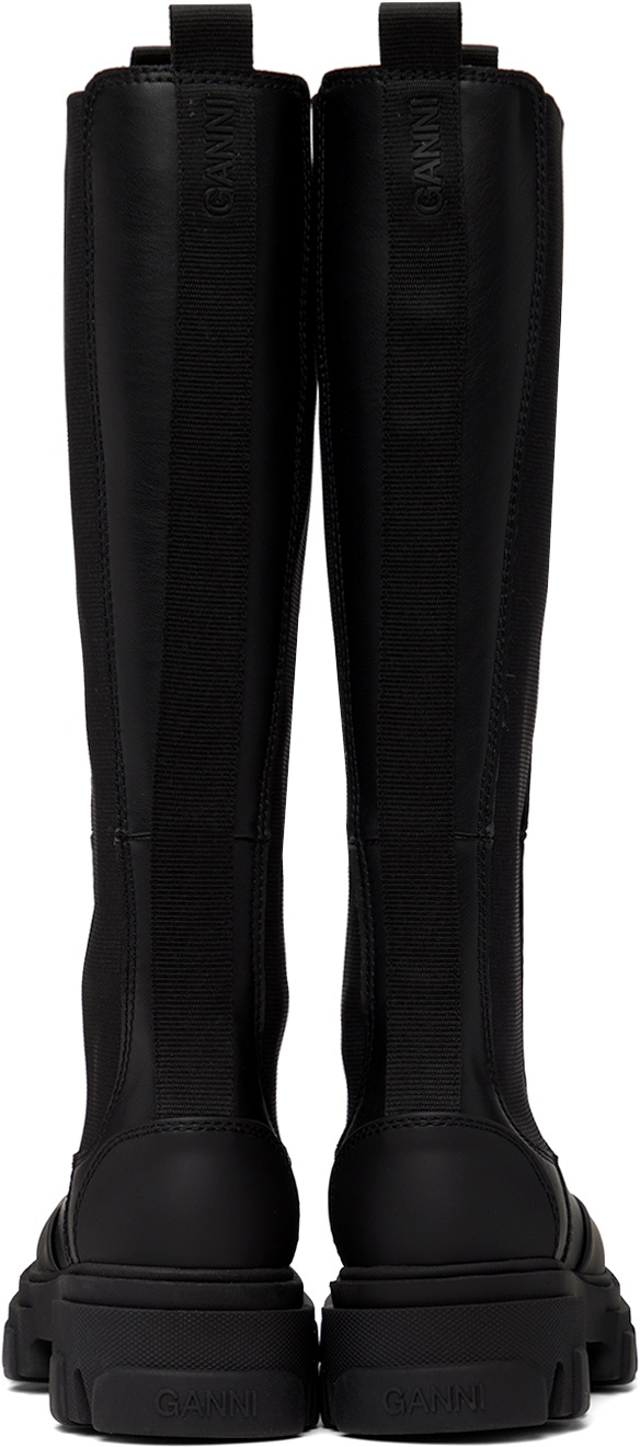 GANNI Black Stitch Cleated High Chelsea Boots GANNI