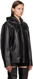 MM6 Maison Margiela Black Stitching Leather Biker Jacket