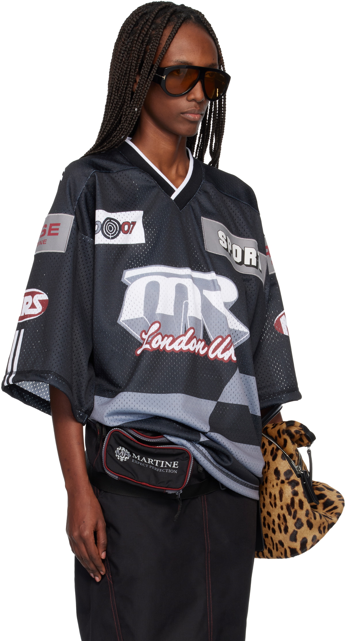 Martine Rose Gray Oversized Hockey T-shirt