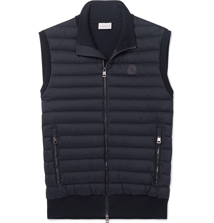 Photo: Moncler - Panelled Cotton-Blend Jersey and Quilted Shell Down Gilet - Men - Navy