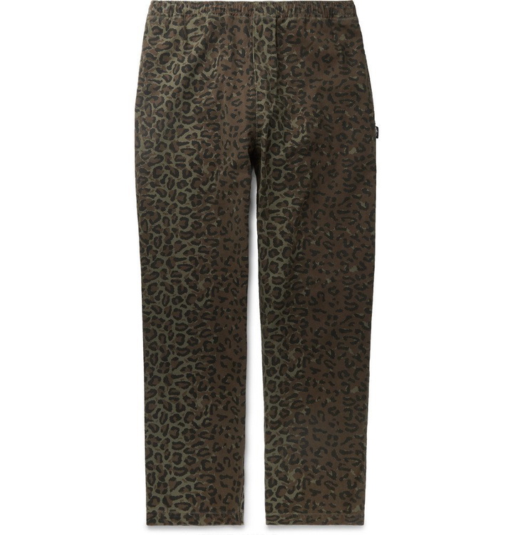 Photo: Stüssy - Leopard-Print Cotton-Twill Trousers - Green