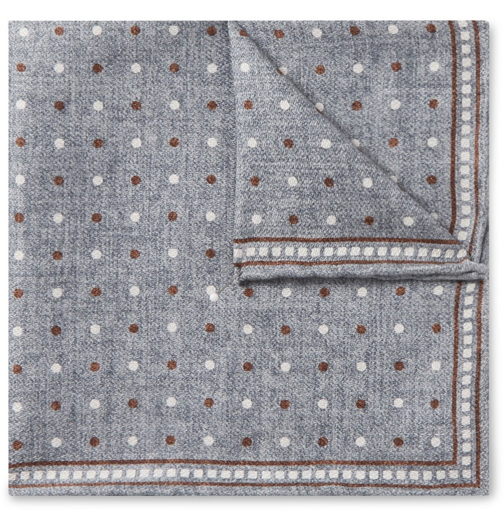 Photo: Brunello Cucinelli - Printed Silk Pocket Square - Blue