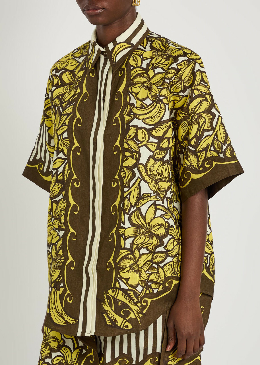 Alemais Mona Printed Hemp Shirt Yellow