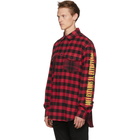 Marcelo Burlon County of Milan Red and Black Plaid Eagle Shirt