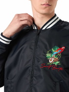MC2 Saint Barth Man Blue Navy Jacket With Parrots Embroidery