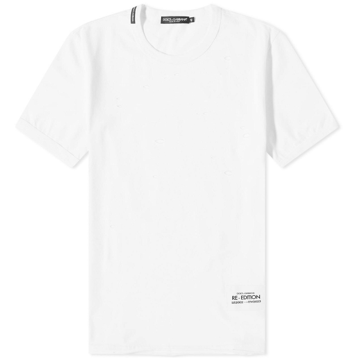 Photo: Dolce & Gabbana Men's Distressed Re-Edition Crew T-Shirt in White